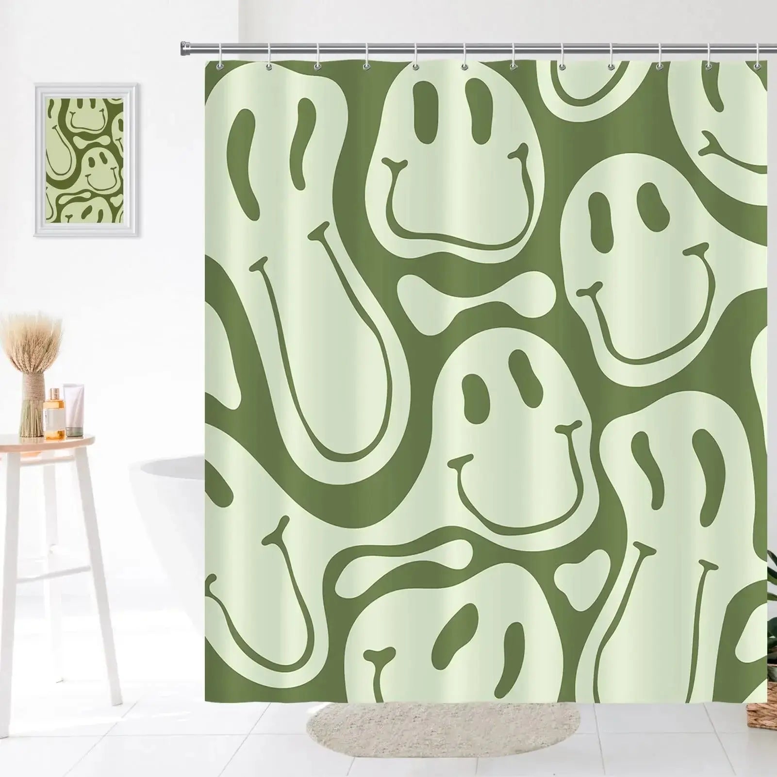 Rideau de douche, Smiley Green RideauxDeDouche.com