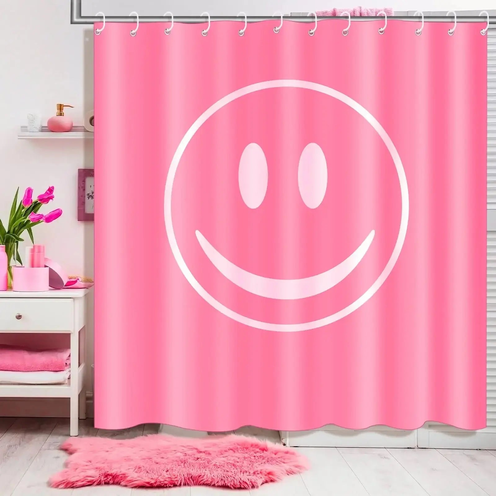 Rideau de douche, Smiley Pink RideauxDeDouche.com