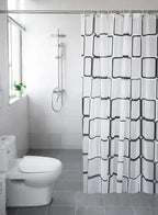 Bathroom Shower Curtains Waterproof Bath Curtain PEVA Modern Geometric Plaid Pattern Farmhouse Household Decoration Translucent RideauxDeDouche.com