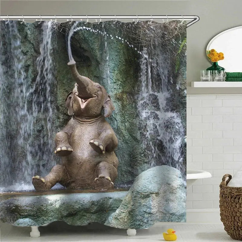 Rideau de douche, Éléphant Cascade RideauxDeDouche.com