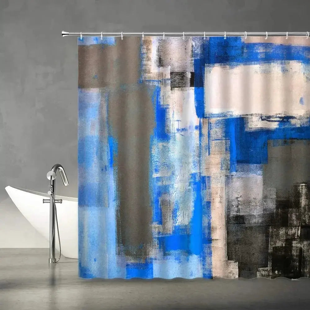 Rideau de douche, Abstrait Bleu & Gris RideauxDeDouche.com