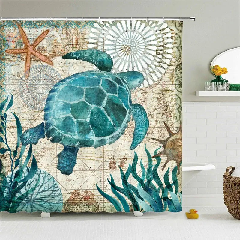 Rideau de douche, Tortue Marine RideauxDeDouche.com