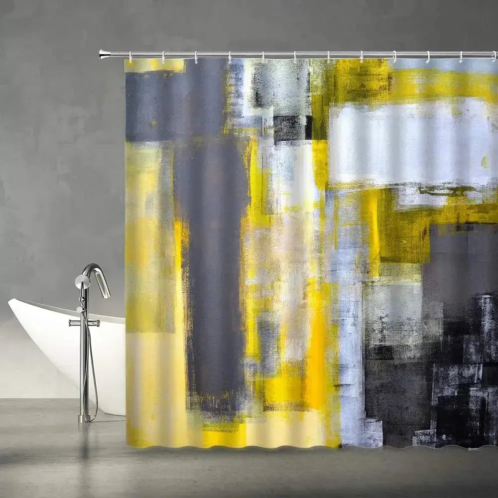 Rideau de douche, Abstrait Jaune & Gris RideauxDeDouche.com