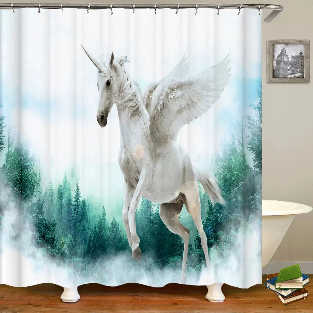 Rideau de douche, Licorne Ailée RideauxDeDouche.com