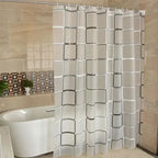 Bathroom Shower Curtains Waterproof Bath Curtain PEVA Modern Geometric Plaid Pattern Farmhouse Household Decoration Translucent RideauxDeDouche.com