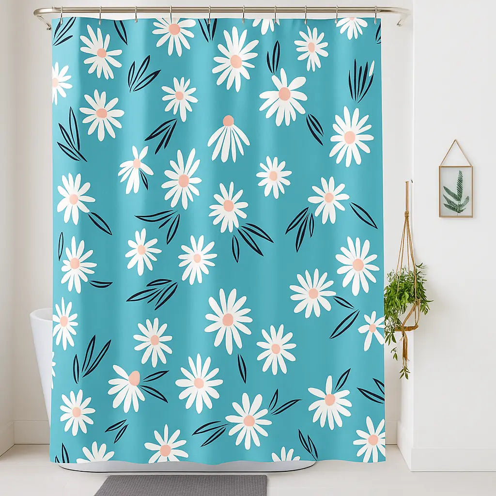 Rideau de douche bleu printanier imperméable