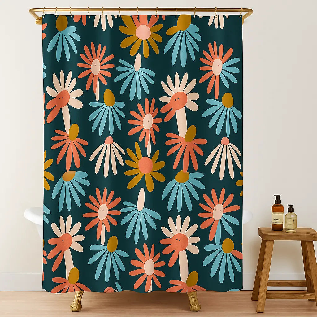 Rideau de douche explosion florale imperméable