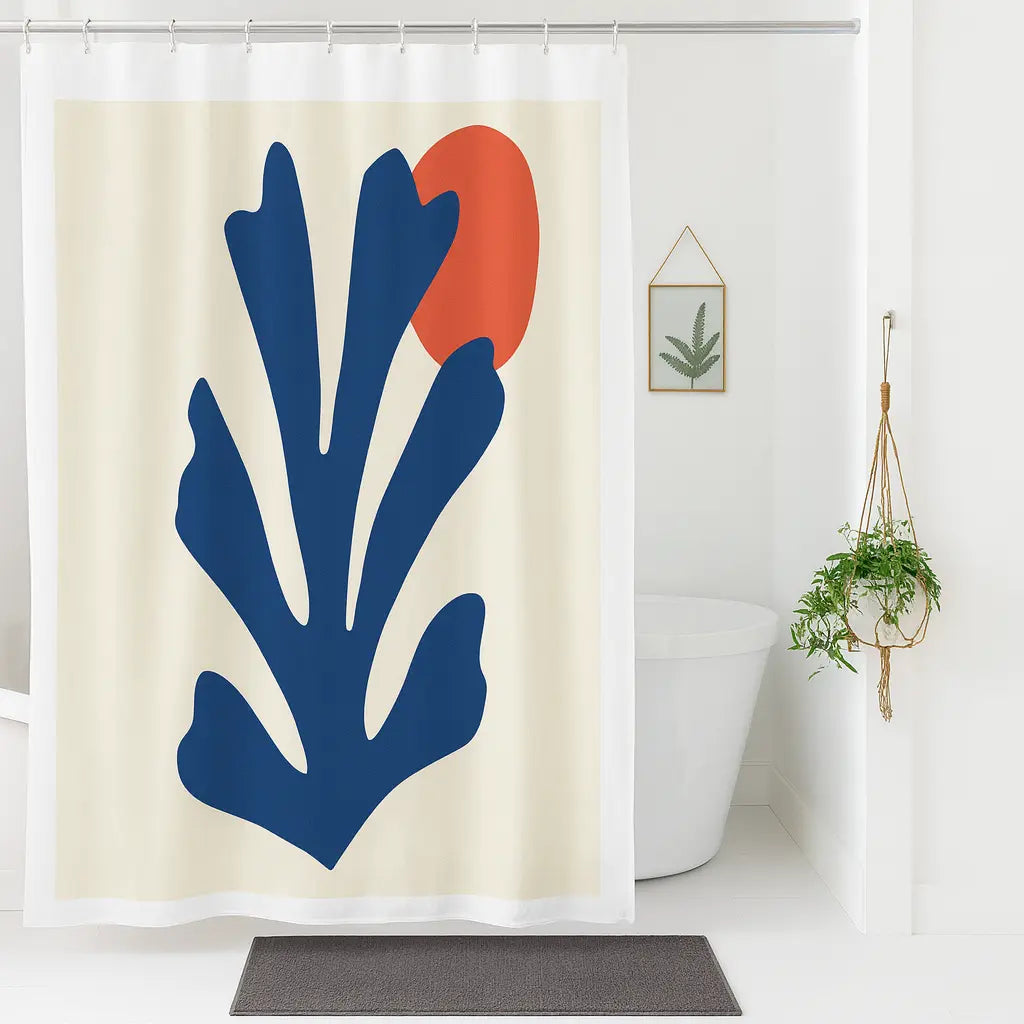 Rideau de douche feuille marine imperméable