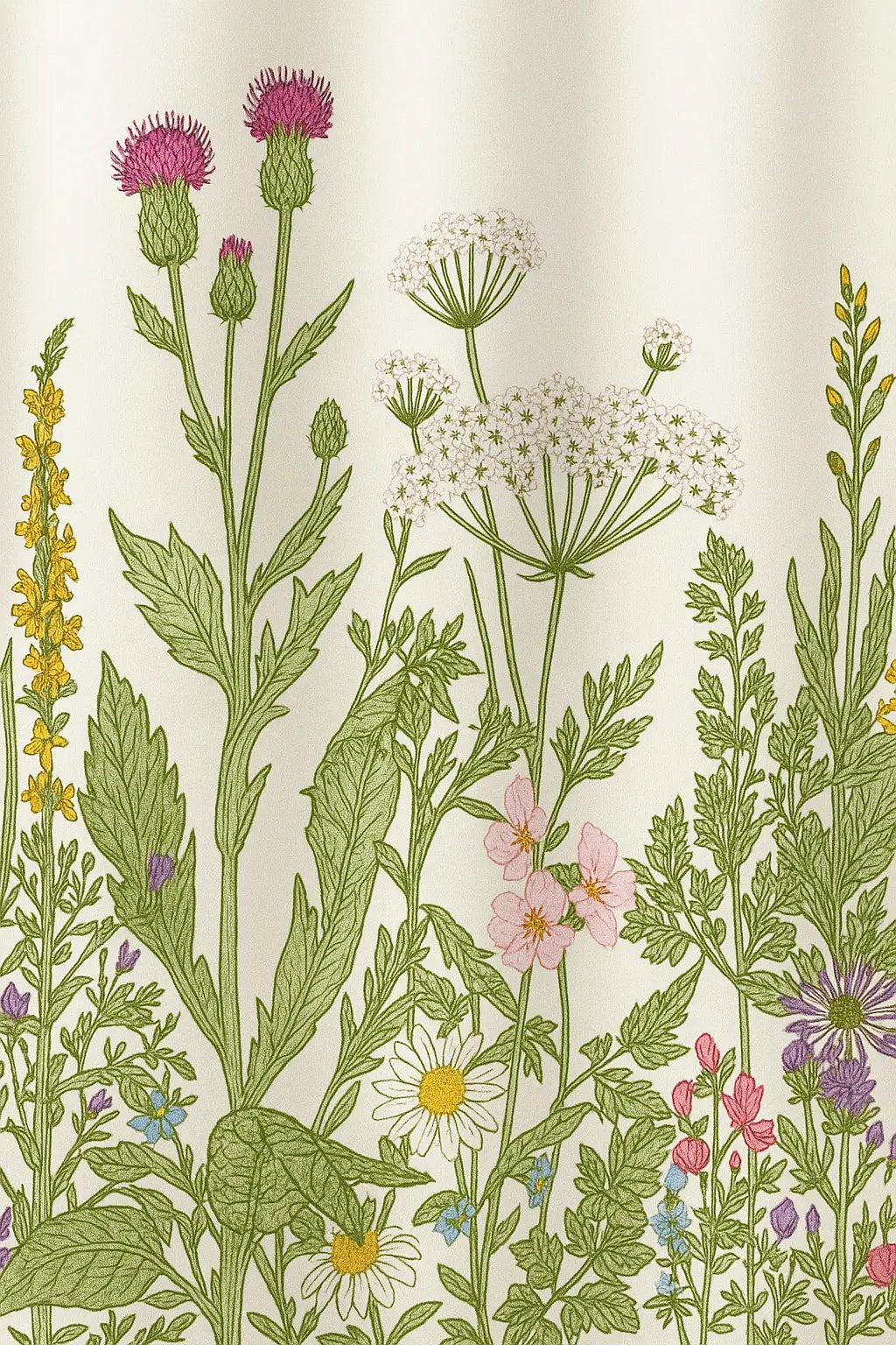 Rideau de douche blanc florale imperméable